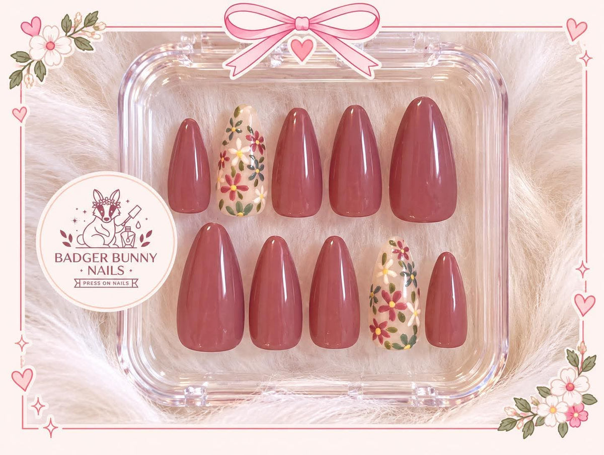 🌸Autumn Petals Press on Nails