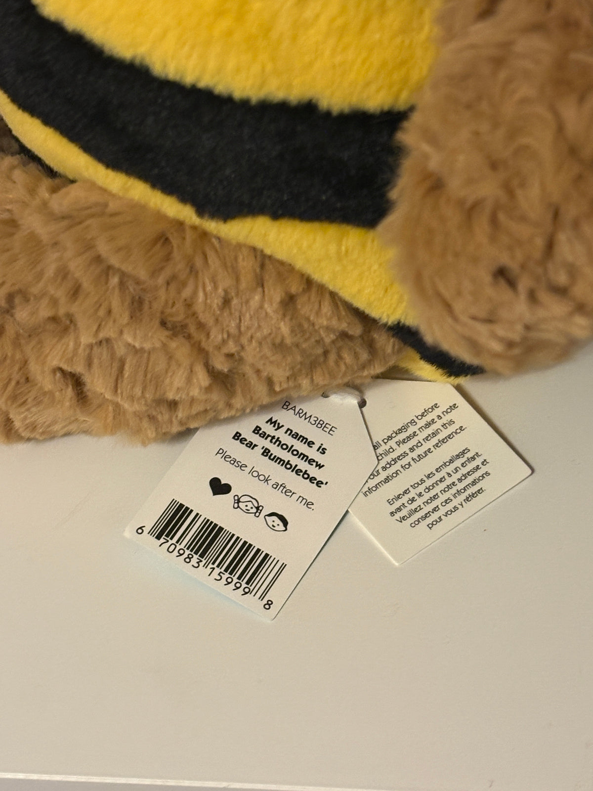 Jellycat Bartholomew Bear “Bumblebee”